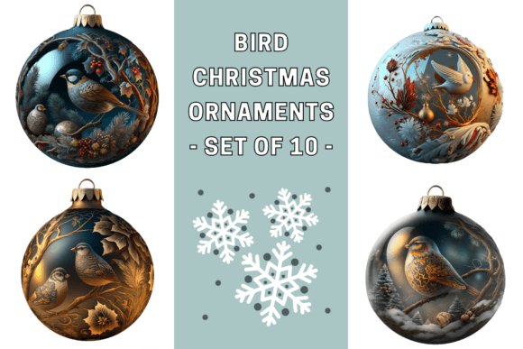 Bird Christmas Ornament Illustration for Crafting