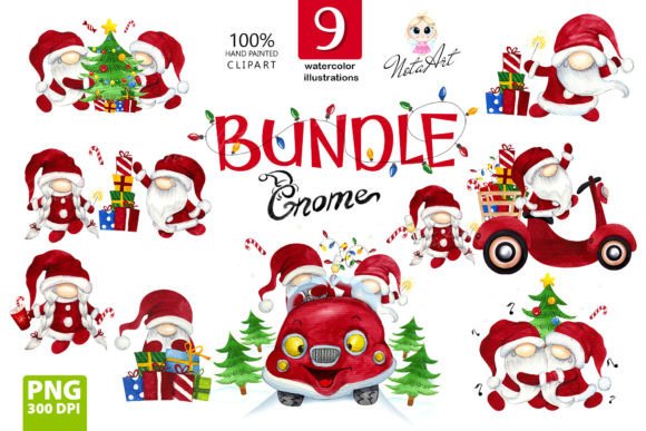 Bundle Christmas Gnome Illustrations for Festive Blog Design