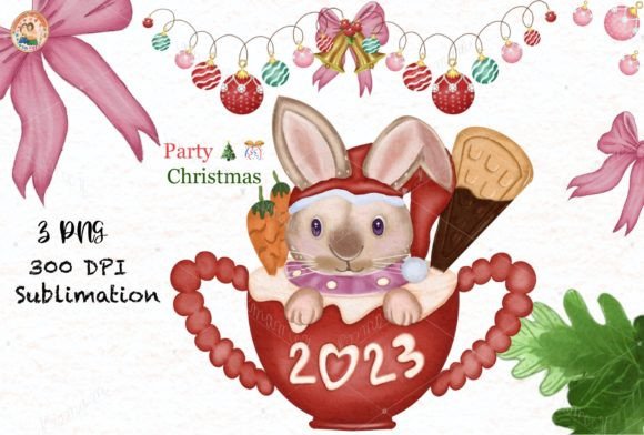 Bunny Christmas Sublimation Illustrations