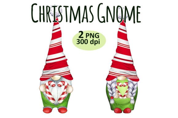 Christmas Candy Cane Gnome Clipart PNG for Illustrations