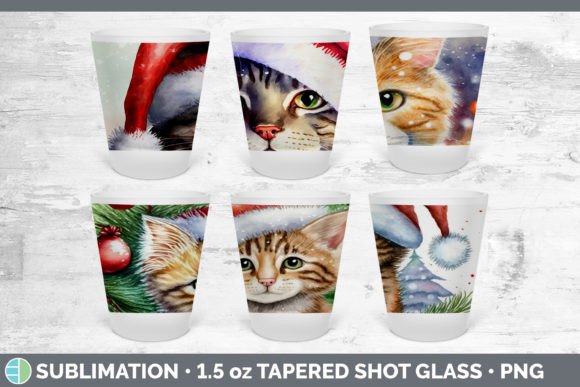 Christmas Cat Shot Glass Sublimation S Illustrations