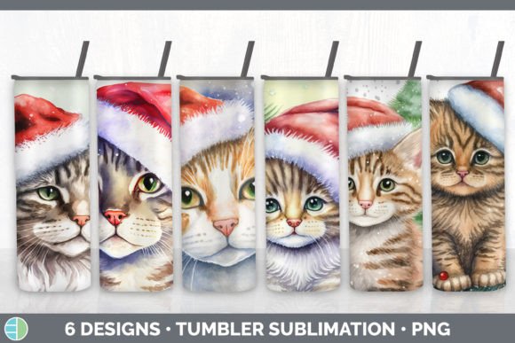Christmas Cat Tumbler Sublimation Bundle for Illustrations