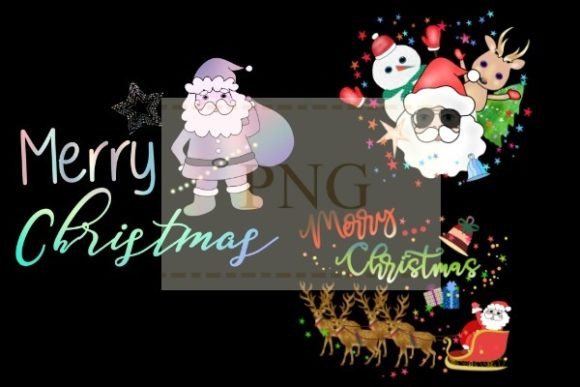 Christmas Clip Art Santa Claus Sleigh Illustrations
