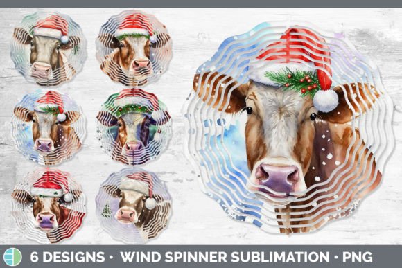 Christmas Cow Painted Wind Spinner Sub Illustrations