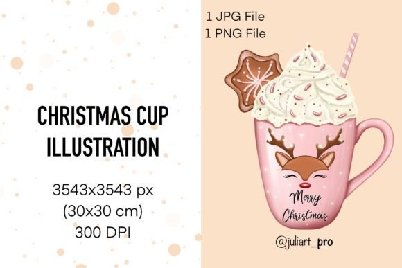 Christmas Cup Illustration for Branding and Design Projects