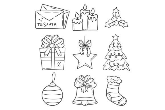Christmas Decoration Element Set Illustrations for Handmade Creations
