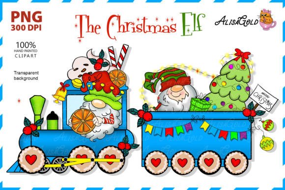 Christmas Dwarfs Elves on the Blue Train Illustrations