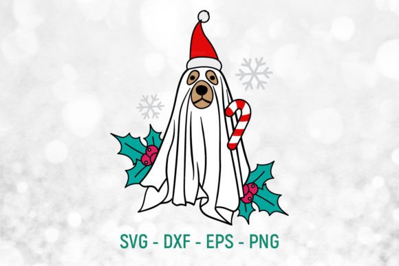 Christmas Ghost Dog SVG PNG Illustrations