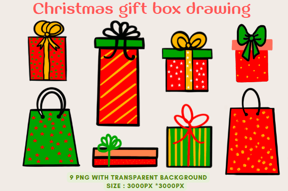 Christmas Gift Box Hand Draw Illustrations for Content Publishing