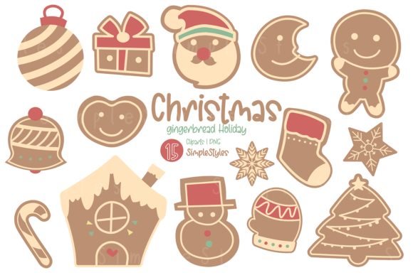 Christmas Gingerbread Holiday Clipart for Festive Crafting