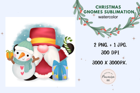 Christmas Gnome Snowman Sublimation Illustrations