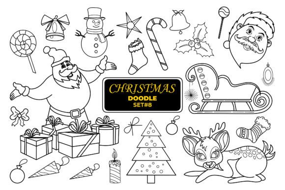 Christmas Hand Drawn Doodle Set-8 for Blog and Web Design