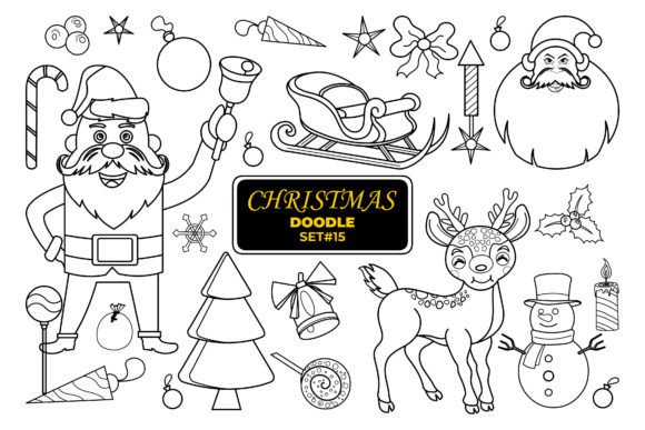 Christmas Hand Drawn Doodle Set for Illustrations