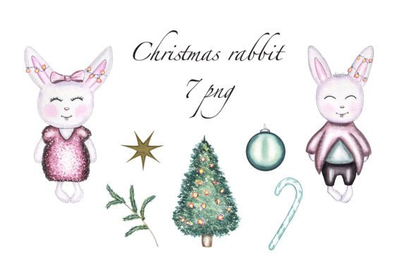 Christmas Rabbit Clipart PNG for Editorial and Web Design