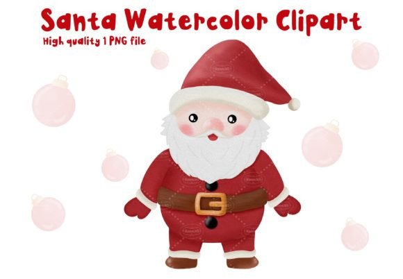 Christmas Santa Watercolor Clipart for Illustrations