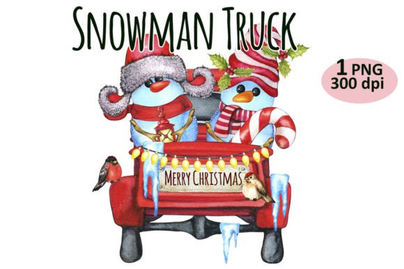 Christmas Snowman Truck Clipart PNG for Crafting and Illustrations