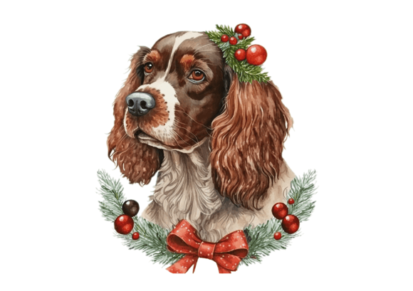 Christmas Spaniel Illustration for Local Branding
