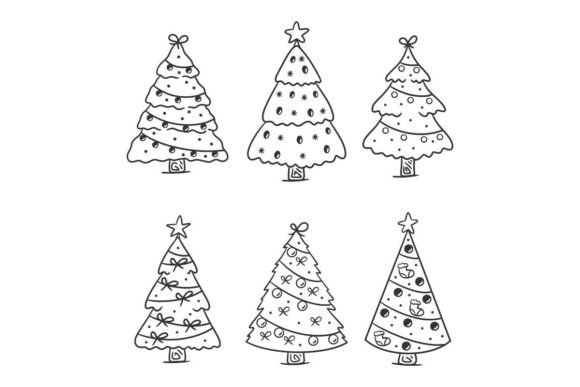 Christmas Tree Collection Hand Drawn Illustrations