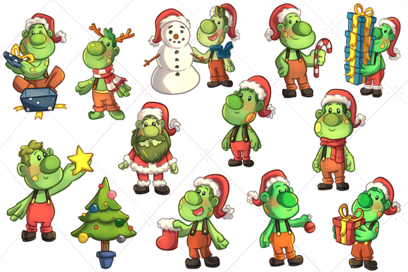 Christmas Trolls Clip Art Illustrations