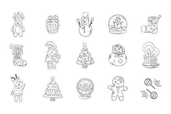 Christmas Vector Icons New Year Review