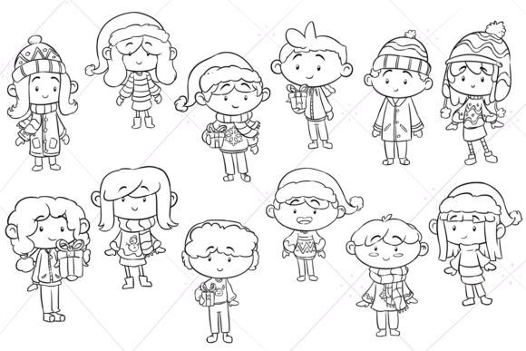 Dressed for Christmas Digital Stamps Illustrations
