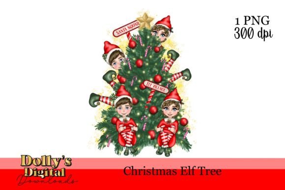 Elf Christmas Tree PNG for Embroidery Projects