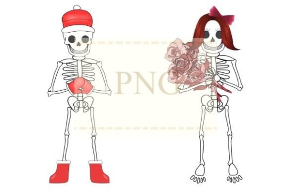 Funny Skeleton Roses Christmas Skull Png Illustrations