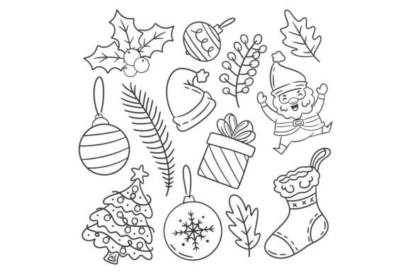 Hand Drawn Christmas Decoration Illustrations for Digital Selling