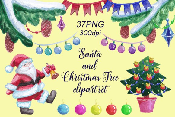 Santa and Christmas Tree Clipart Set for Festive Crafting