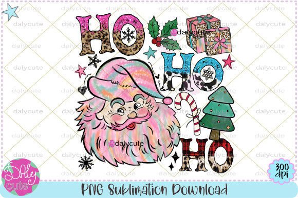 Santa Ho Ho Ho Pink Merry Christmas PNG Illustration