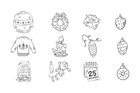 T-Shirts and Christmas Icons Hand Drawn Illustrations