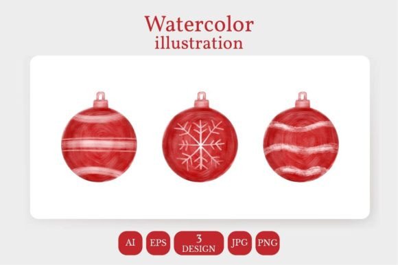 Watercolor Christmas Ball Illustrations for Branding