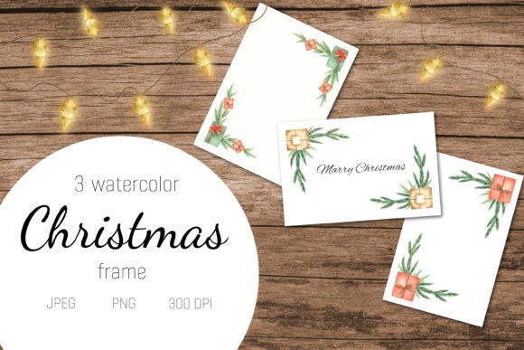 Watercolor Christmas Frame for Printable Illustrations
